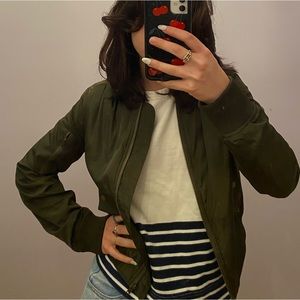 romeo + juliet couture dark green bomber jacket, size s